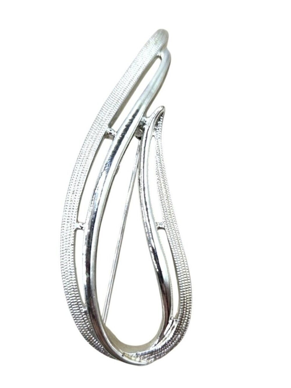 Silver-Tone Openwork Abstract Brooch